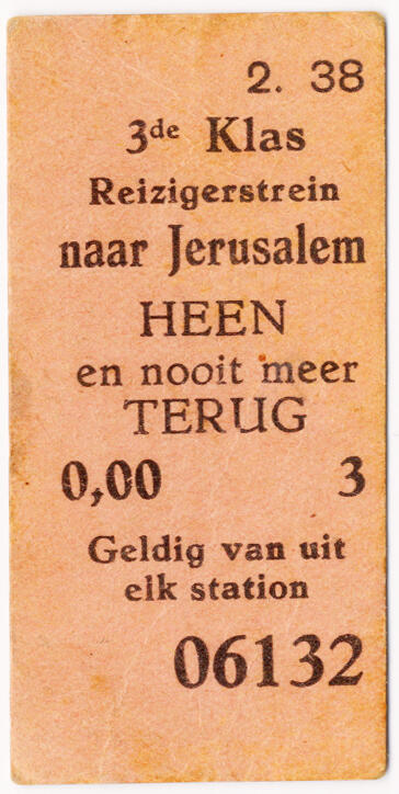 Bahnfahrkarte „Hin und nie wieder zurück”