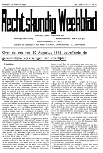 Titelseite der Zeitschrift 'Rechtskundig Weekblad'