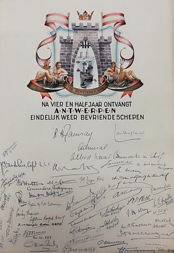 Ehrung mit der Ankündigung, dass der Antwerpener Hafen wiedereröffnet wurde